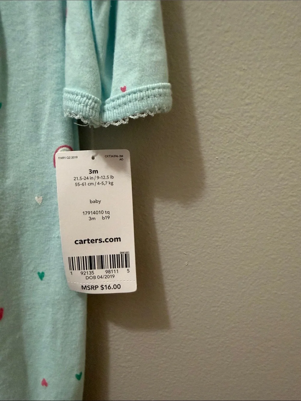 Carter's Light Blue Unicorn & Rainbow Footed One-Piece